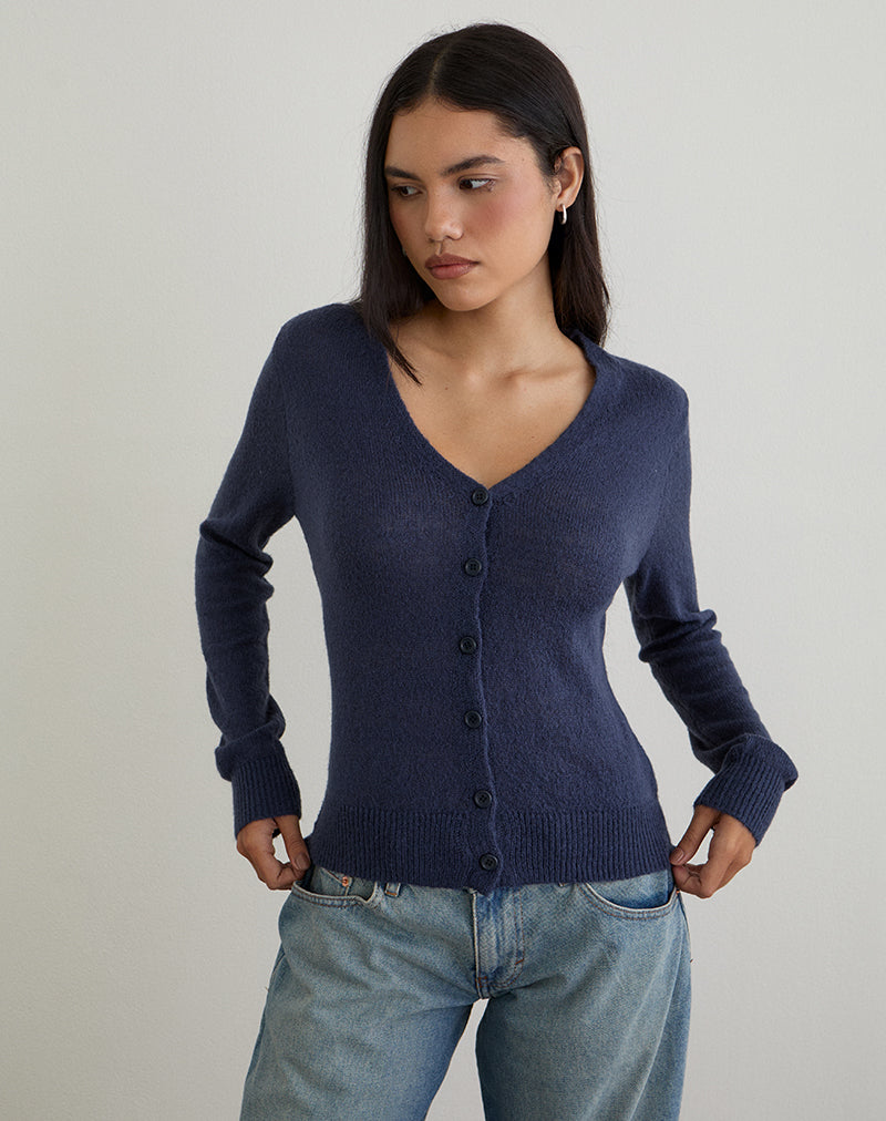 Image of Renisa Cardigan in Sheer Knit Navy