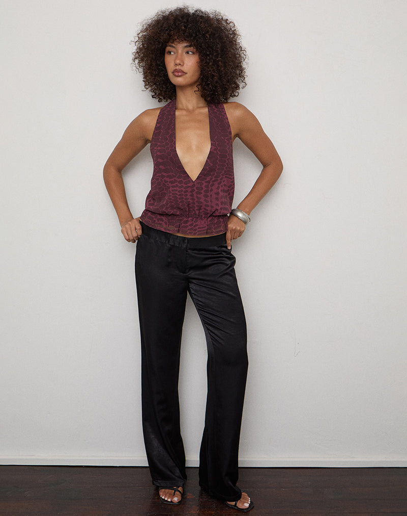 Image of Reo Halter Top in Abstract Snake Windsor Wine