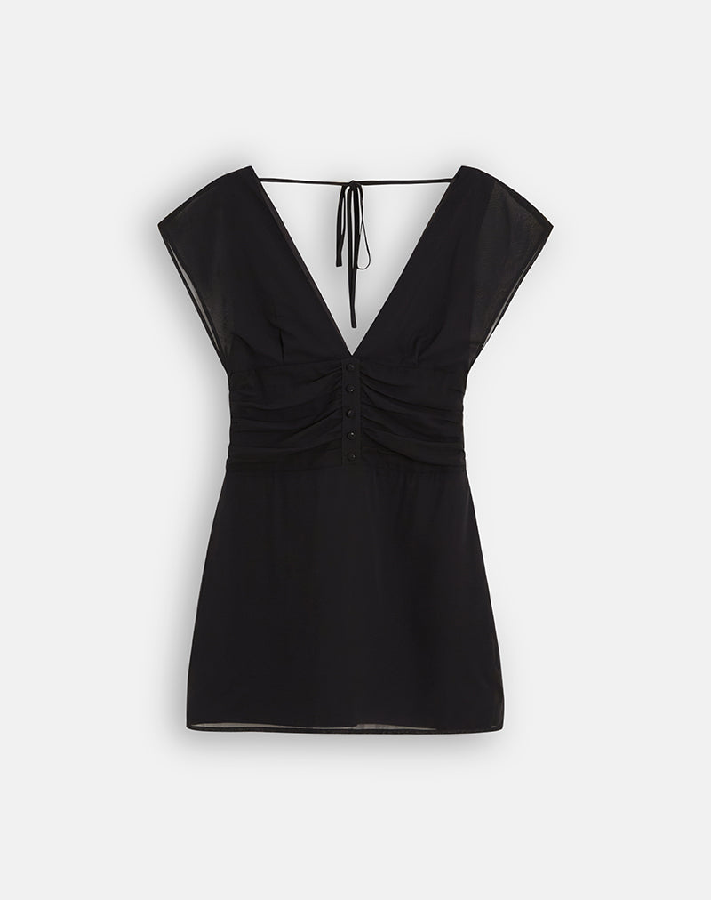 Image of Ridisha Mini Dress in Chiffon Black