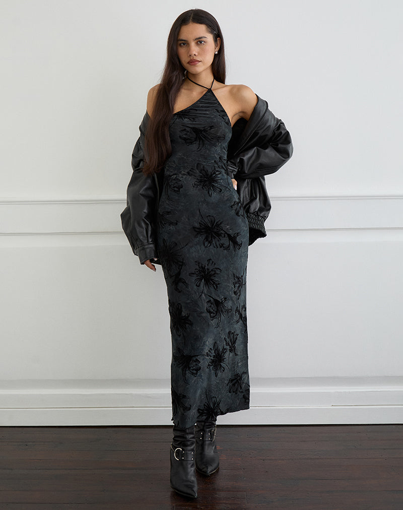 Image of Rikaya Maxi Dress in Burn Velvet Grey