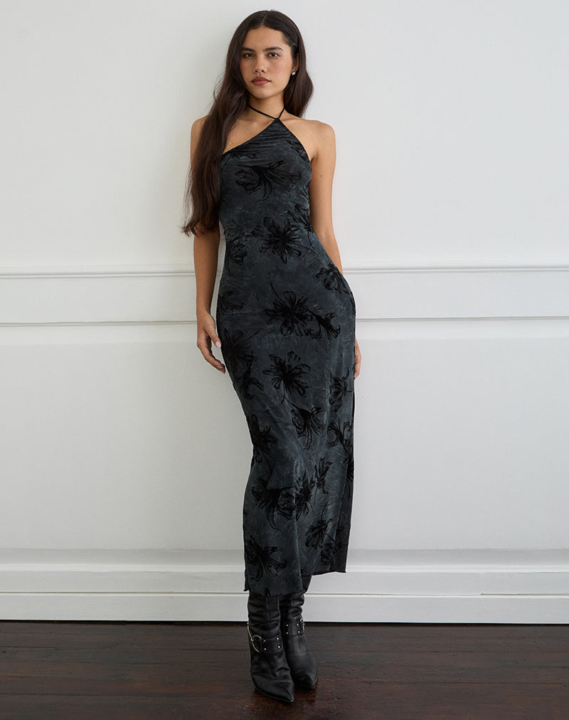 Image of Rikaya Maxi Dress in Burn Velvet Grey