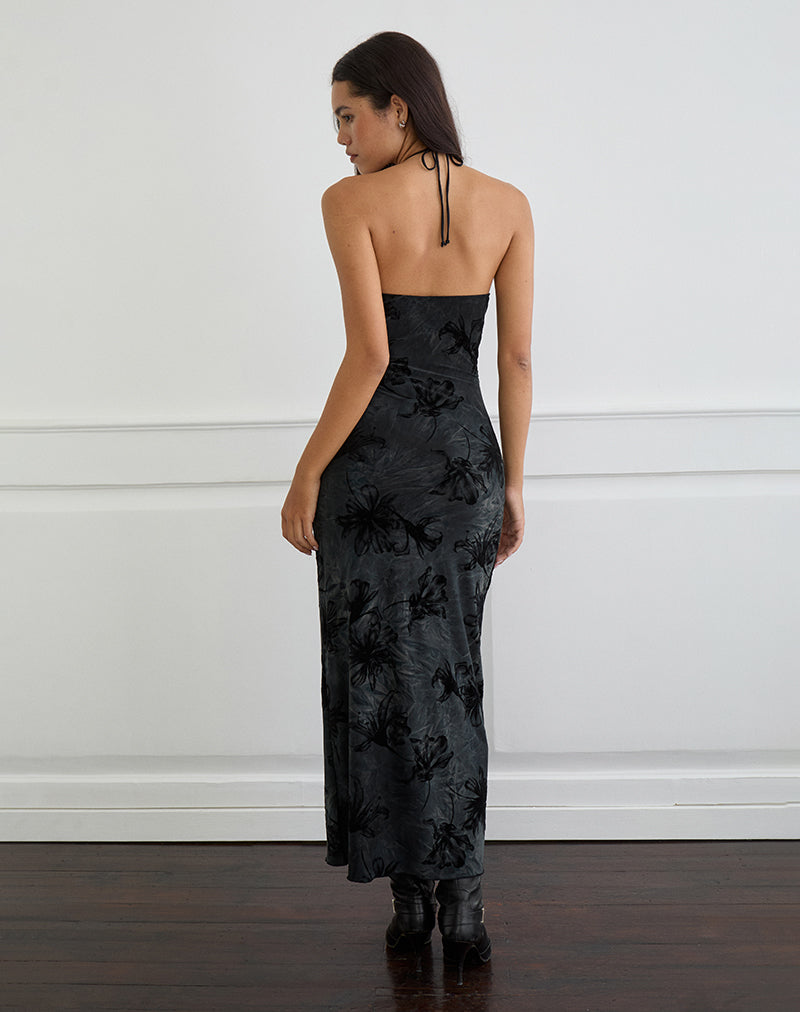 Image of Rikaya Maxi Dress in Burn Velvet Grey