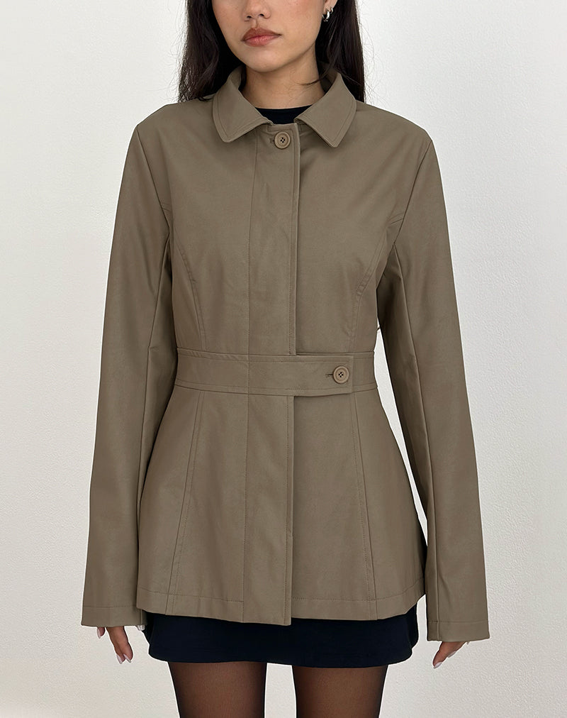 Image of Riku Coat in PU Mushroom
