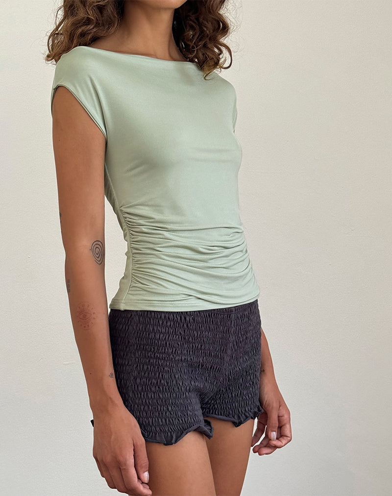 Image of Ritala Shirred Shorts in Beluga Grey