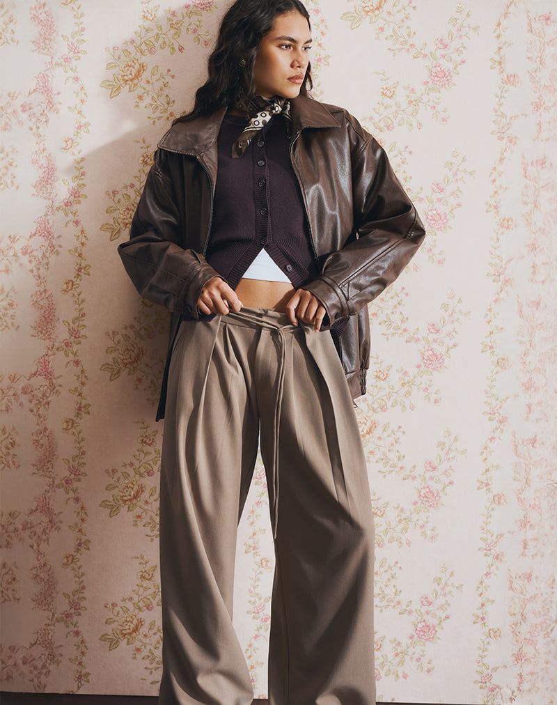 Rivela Tie Waist Trouser in Taupe