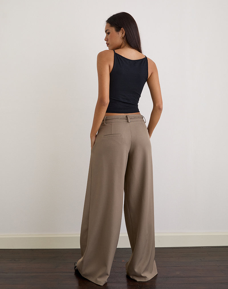 Image of Rivela Tie Waist Trouser in Taupe