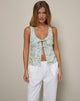 Image of Rodite Tie Front Top in Washed Out Pastel Floral