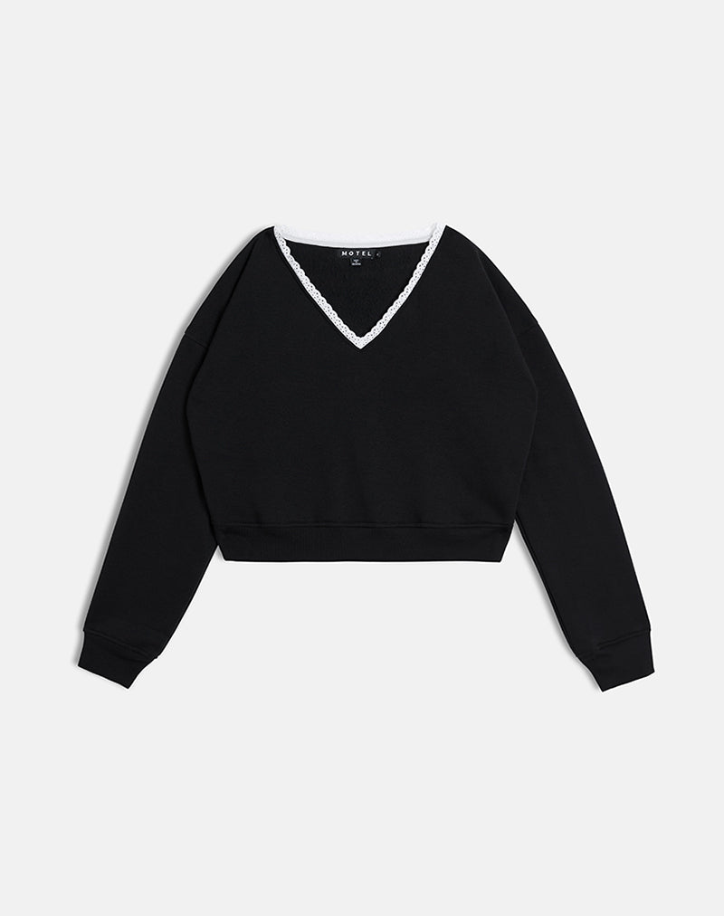 Image of Rodyn Jumper in Black with White Picot Binding