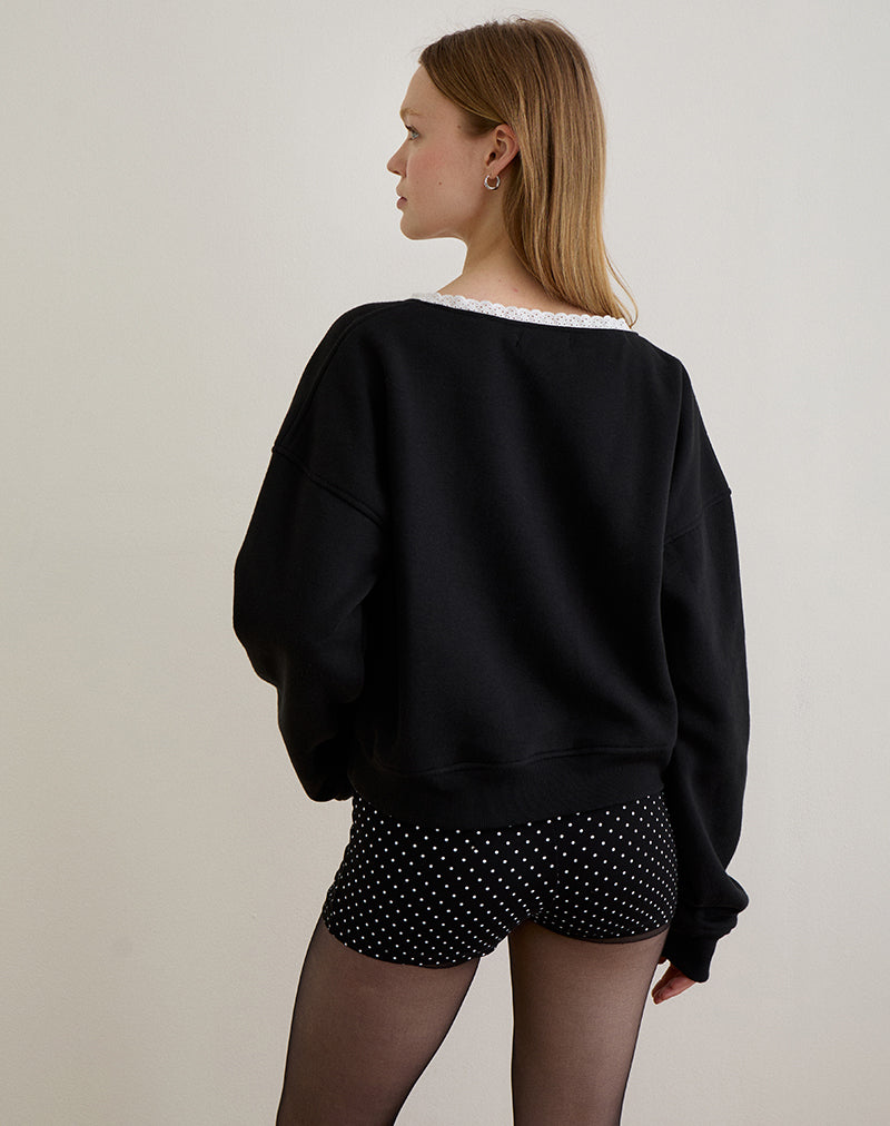 Image of Rodyn Jumper in Black with White Picot Binding