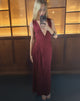 Image of Rohasy Plunge Maxi Dress in Cupro Burgundy