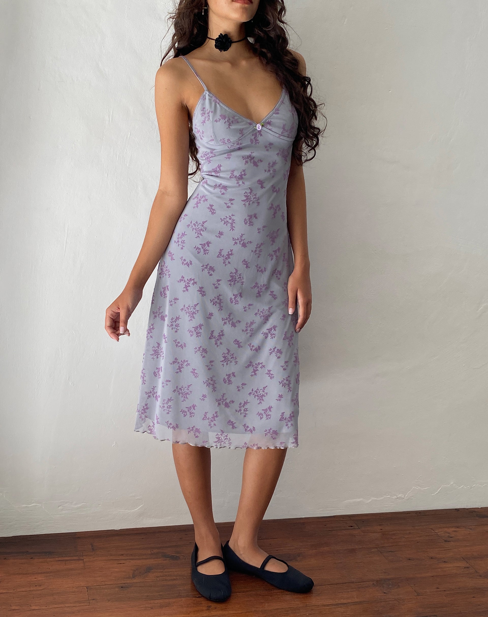 Purple Botanist Flock Midi Dress Rohaya motelrocks
