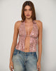 Image of Rokudo Halterneck Top in Boho Batik Sequin Pink