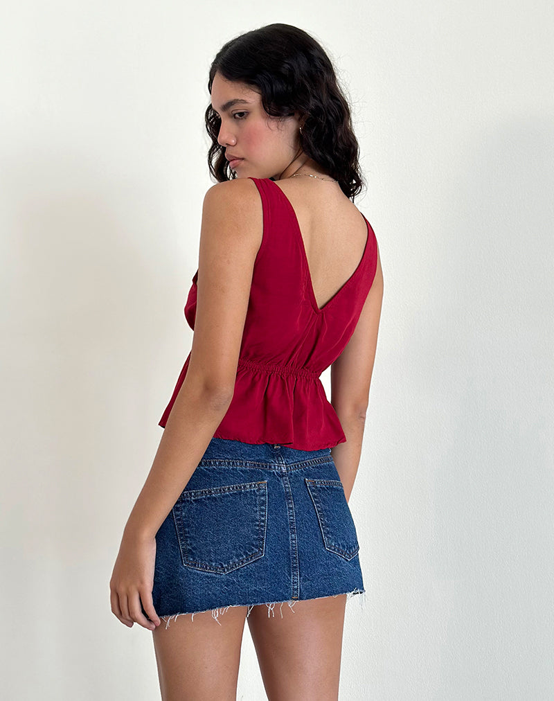 Image of Rolia Tie Front Top in Adrenaline Red