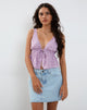 image of Rolia Tie Front Top in Ditsy Rose Lilac