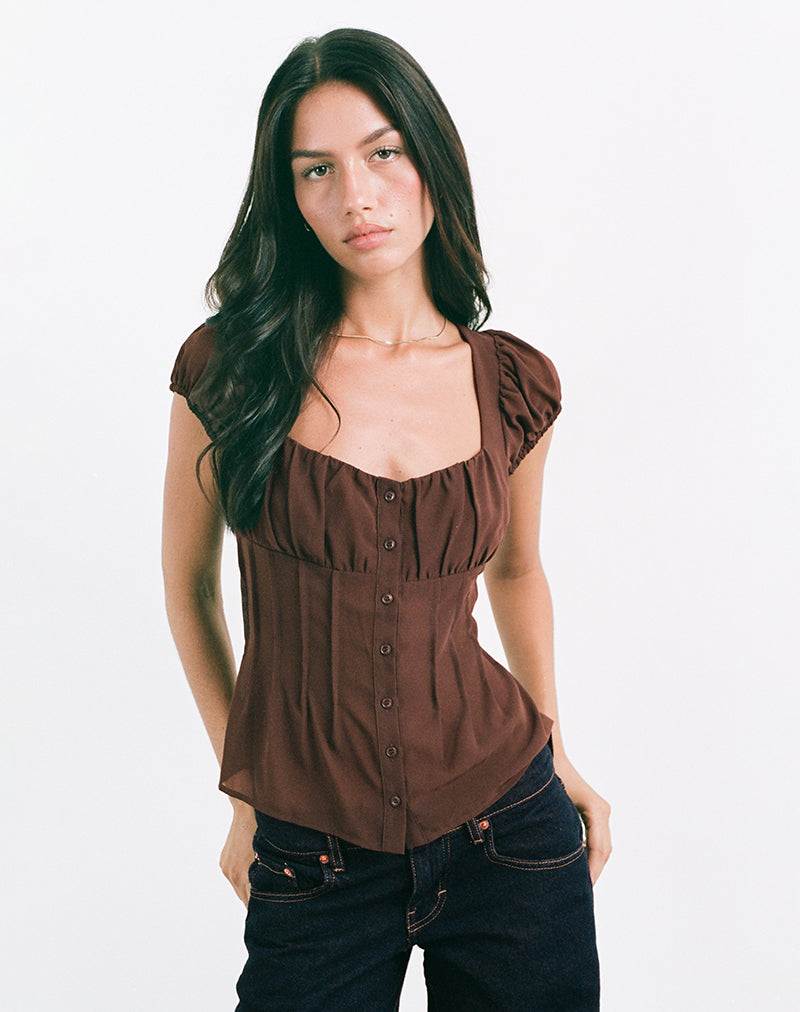 Image of Rolina Blouse in Chiffon Brown