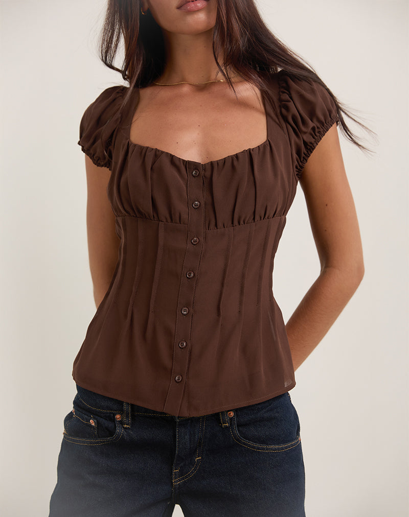 Image of Rolina Blouse in Chiffon Brown