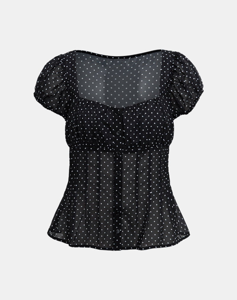 Image of Rolina Blouse in Chiffon Mini Polka Black
