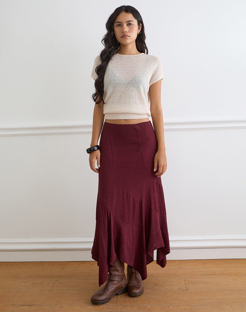 Rombe Maxi Skirt in Maroon