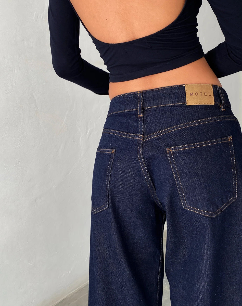 Indigo Extra Wide Low Rise Jeans Roomy