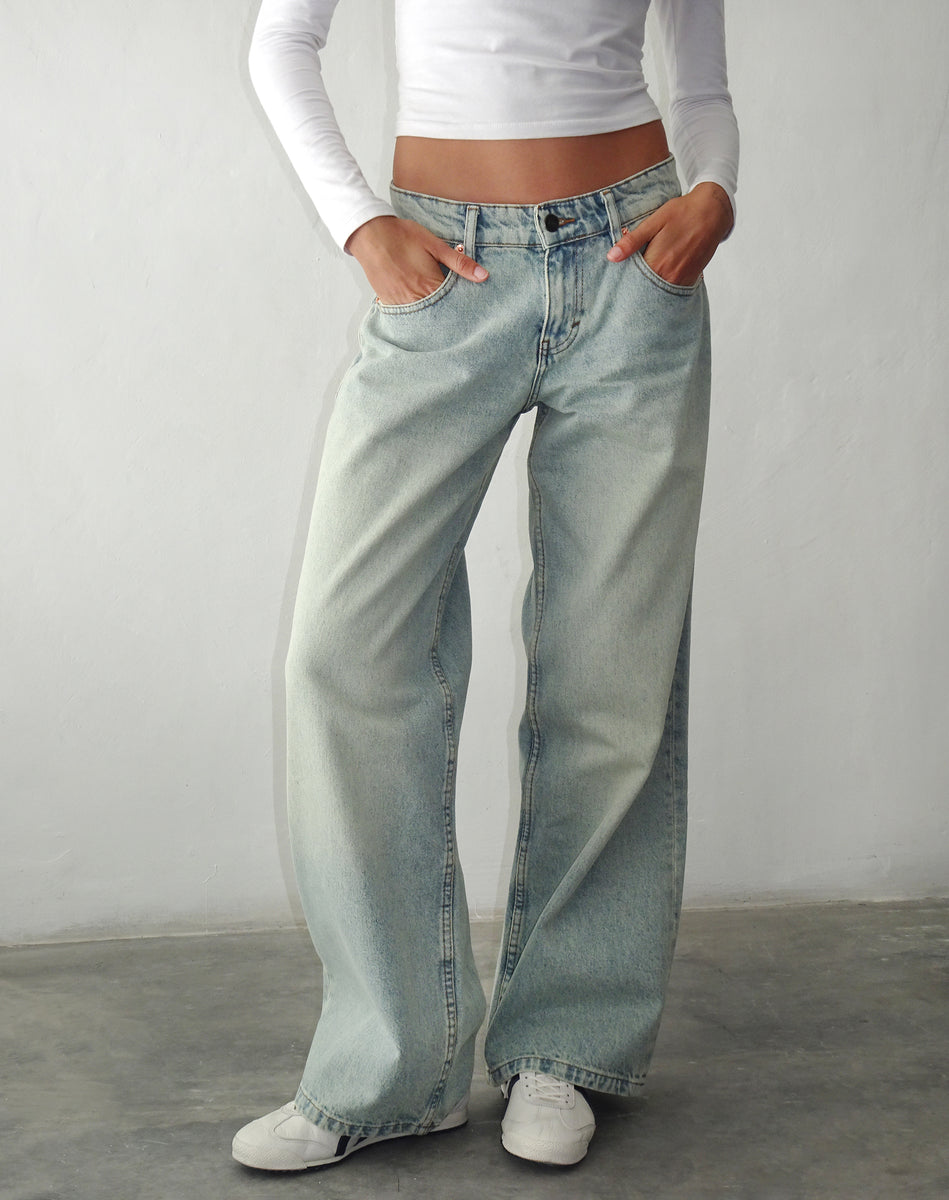 Super Bleach Wash Low Rise Jeans | Roomy – motelrocks.com