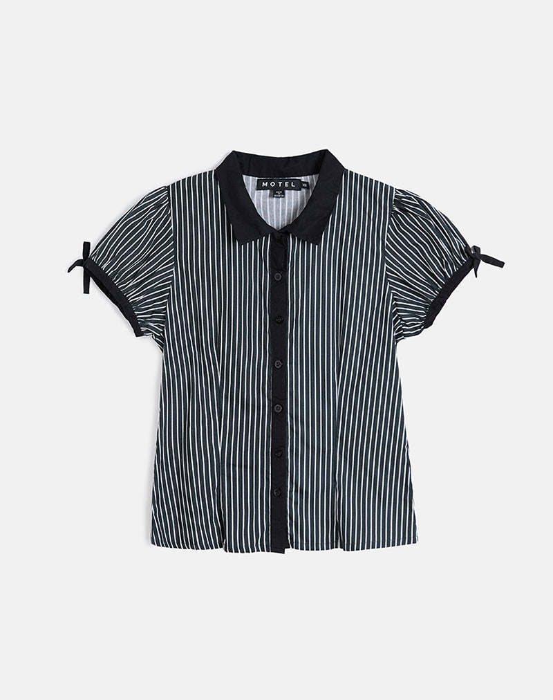 Image of Rosabe Blouse in Black and Grey Monostripe