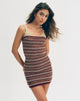 Image of Rosbina Bandeau Mini Dress in Shimmer Stripe Knit Rust