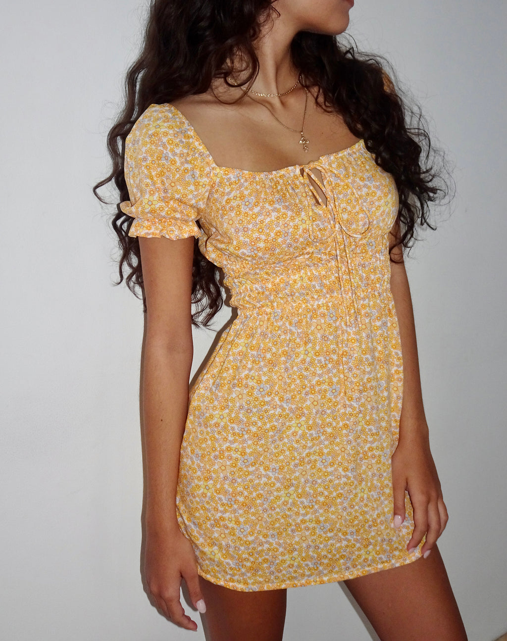 Rosmilly Mini Dress in Flower Garden Yellow