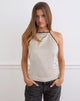 Image of Rovania Backless Halter Top in Satin Champagne