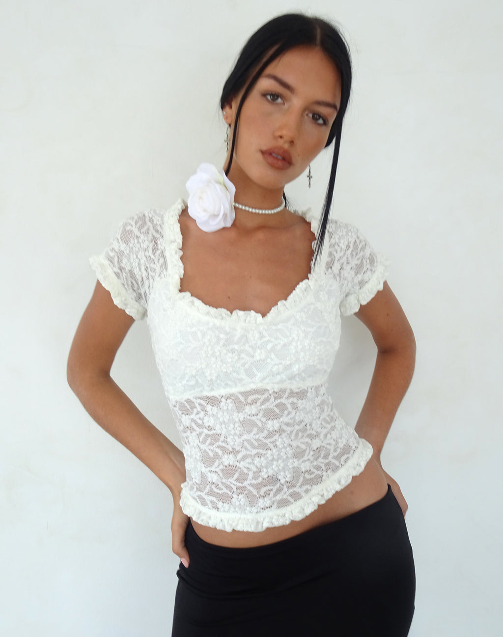 Rufte Top in Lace Ivory
