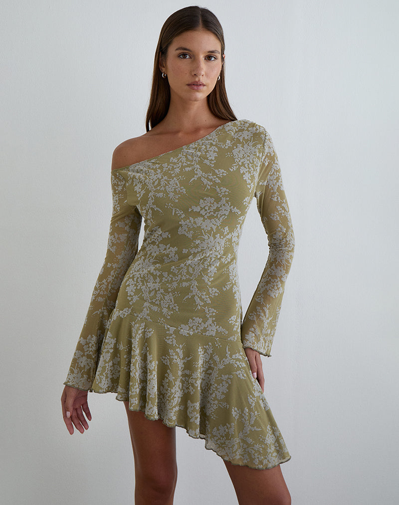 Image of Ruhato Mini Dress in Moss Petal Olive