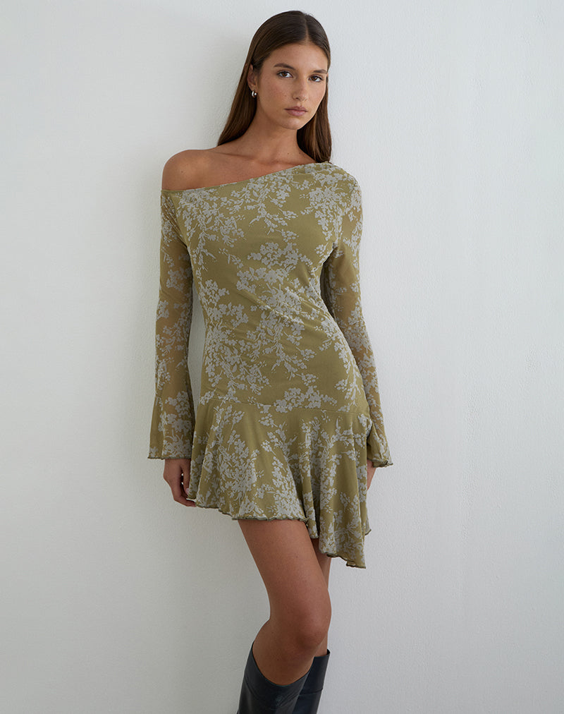 Image of Ruhato Mini Dress in Moss Petal Olive
