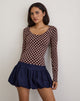 Image of Rumini Long Sleeve Top in Brown with Small Polka Cream