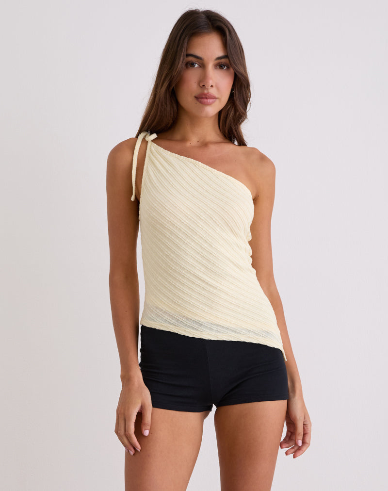 Image of Rusana Top in Sheer Diagonal Knit Buttercream