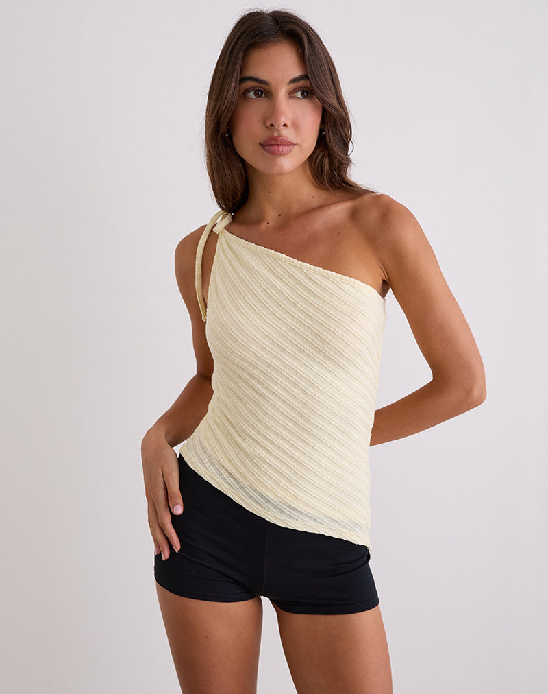 Image of Rusana Top in Sheer Diagonal Knit Buttercream