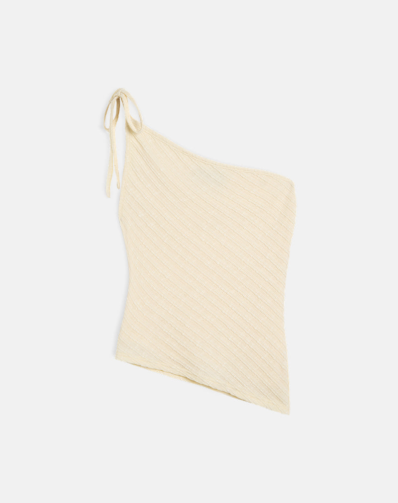 Image of Rusana Top in Sheer Diagonal Knit Buttercream