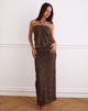 Image of Alphia Sequin Knit Skirt in Dark Brown