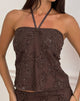 Image of Ruwi Sequin Knit Halter Top in Dark Brown