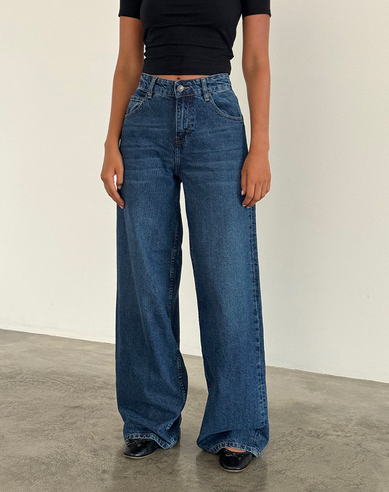 Roomy Extra Wide Jeans in Mid Blue Used