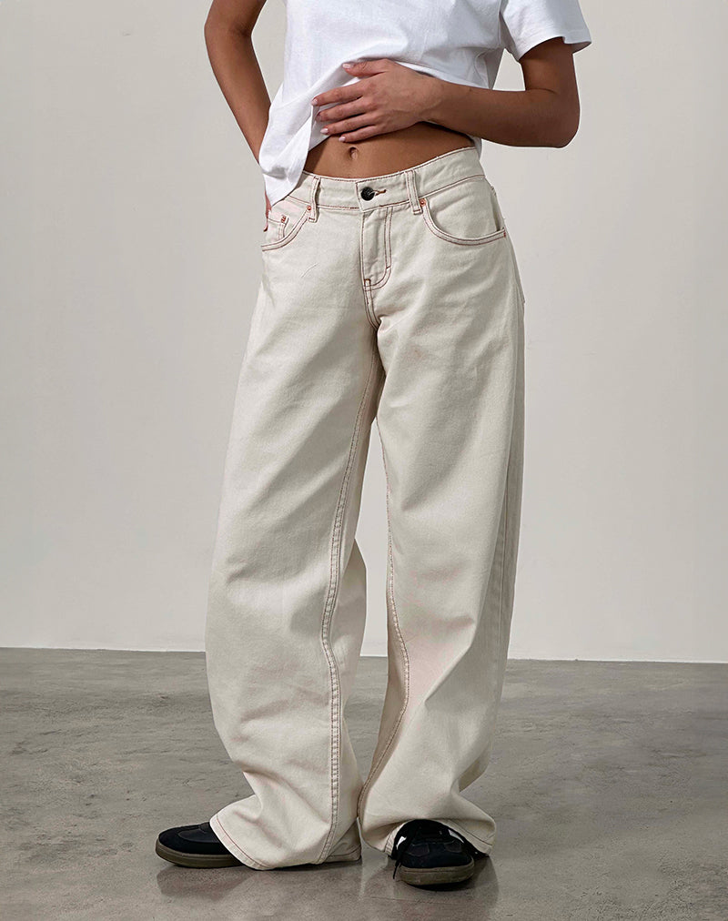 Matal Rocks Off White Extra Wide Low Rise Jeans | Roomy – motelrocks.com