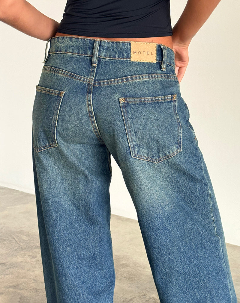 Image of Roomy Extra Wide Low Rise Jeans in Bright Blue