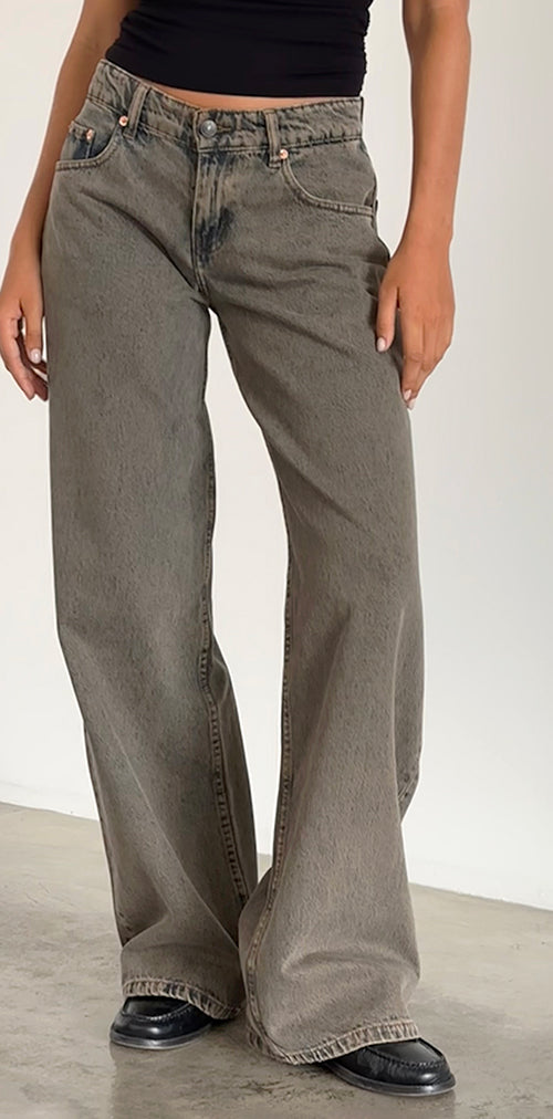 Image of Roomy Extra Wide Low Rise Jeans in Earthy Blue