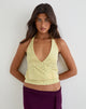 Image of Sadara Drape Halter Top in Green Leopard