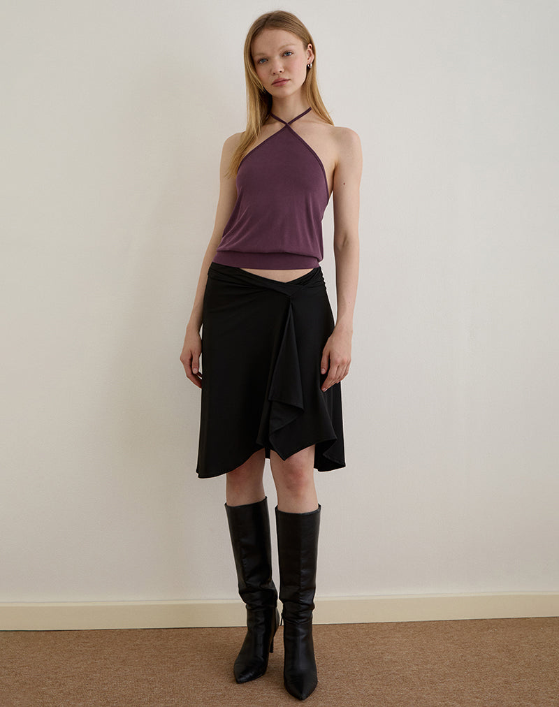 Image of Saerin Halter Top in Cupro Deep Purple