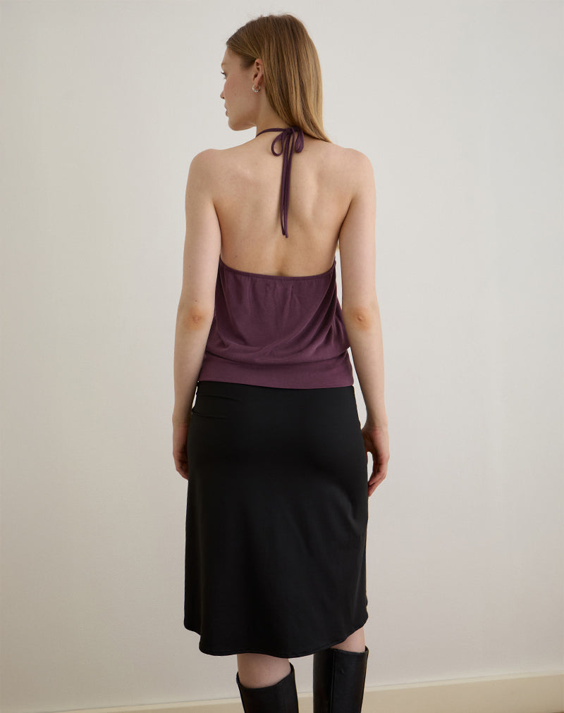 Image of Saerin Halter Top in Cupro Deep Purple