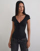 Image of Saiba Cap Sleeve Top in Cupro Black