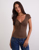 Image of Saiba Cap Sleeve Top in Cupro Dark Brown