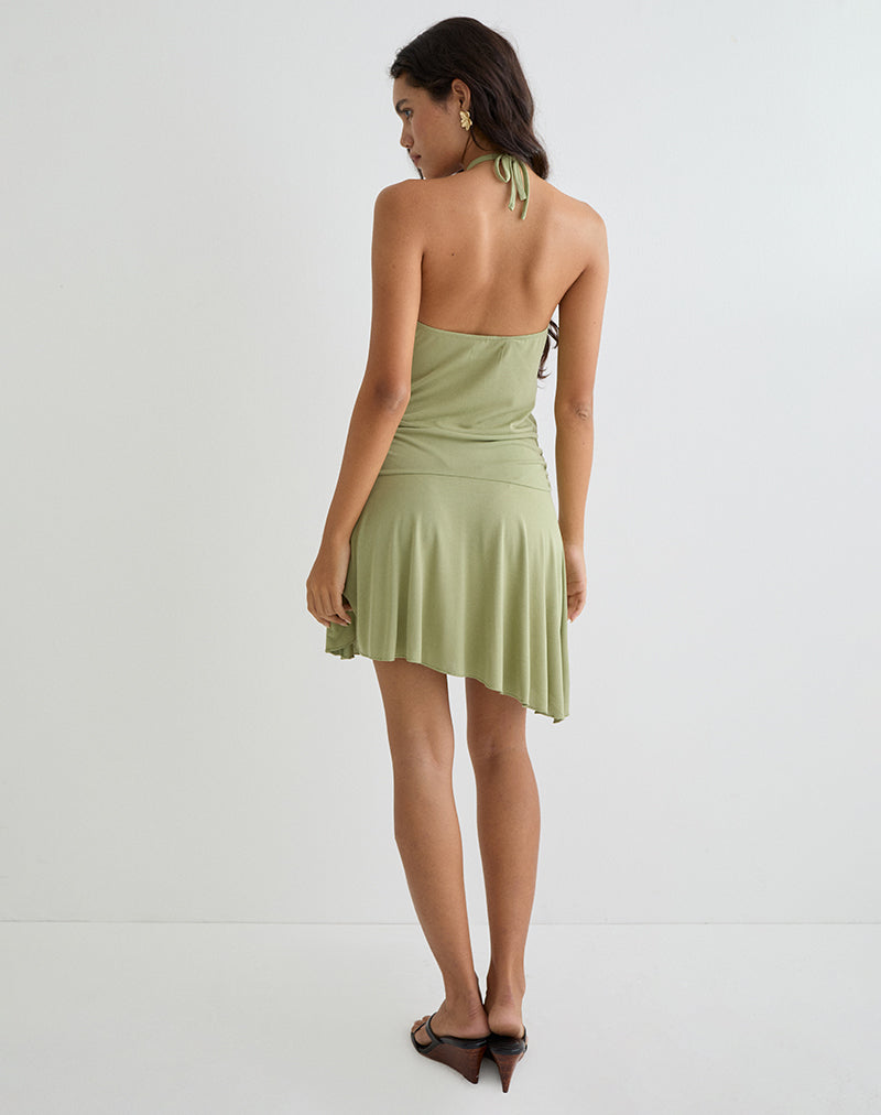 Image of Saira Halter Neck Mini Dress in Sage