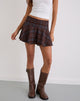 Image of Sakta Peplum Skirt in Burgundy and Blue Check