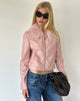 Image of Saku Jacket in PU Dusty Pink with Faux Fur Collar