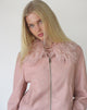 Image of Saku Jacket in PU Dusty Pink with Faux Fur Collar